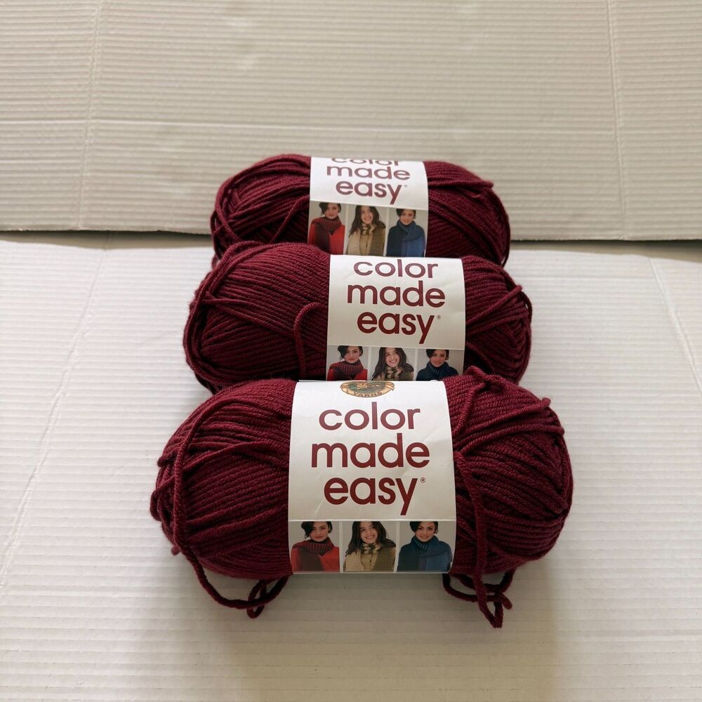 Lion Brand Color Made Easy Yarn Pomegranate Bulky 5 Lot of 3 Same Dye Lot Unused